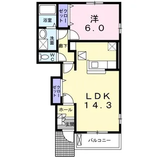 ペアハウスヒロセF【1階】の間取り
