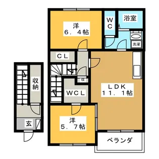 オーシャンブリーズII【2階】の間取り