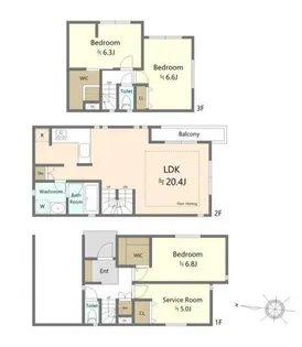 東京都世田谷区奥沢2【一戸建】の間取り