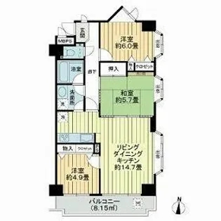 ライオンズマンション与野本町【3階】の間取り