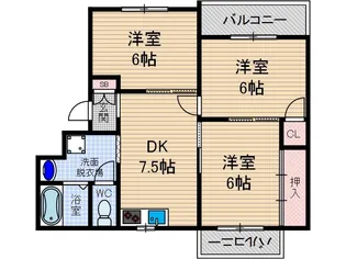 プラスコート南耳原【1階】の間取り