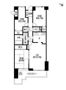 フラット三ツ沢公園【1階】の間取り