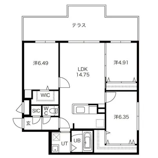 センティール琴似【1階】の間取り