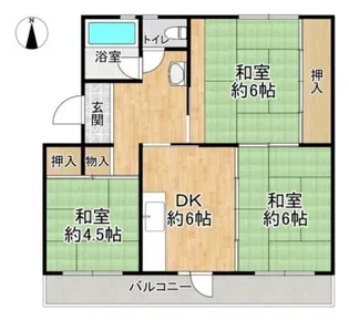 富田団地73号棟【5階】の間取り