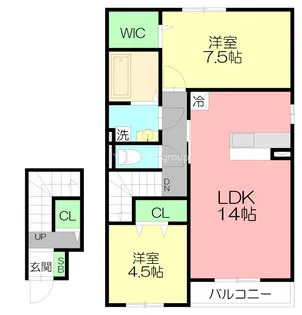 ロイヤルタウンKG C棟【2階】の間取り