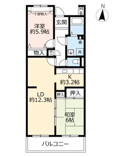 UR茨木学園町【4階】の間取り