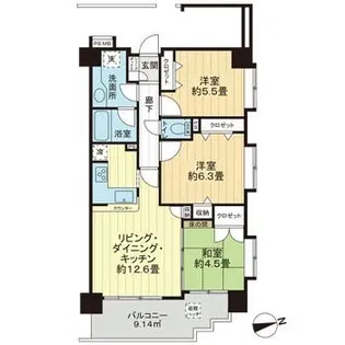 ロイヤルタワー春日【5階】の間取り