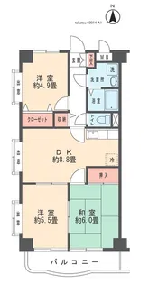 ヴェルデュール新城【4階】の間取り