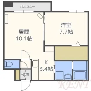 グランメール 西町南9【4階】の間取り