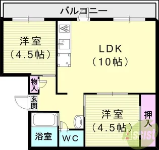 ドミールサニー君影町1号棟【5階】の間取り
