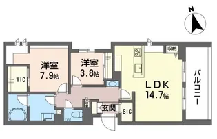 ゼフィールメゾンプレミア緑園【3階】の間取り