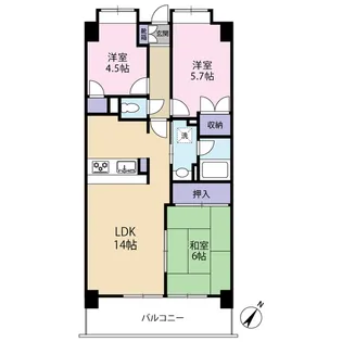 スカイコート1【6階】の間取り