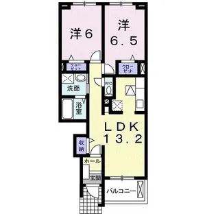 サンローザ・ヴィラB【1階】の間取り