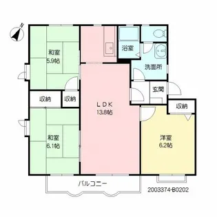 メゾンパークサイドB棟【2階】の間取り