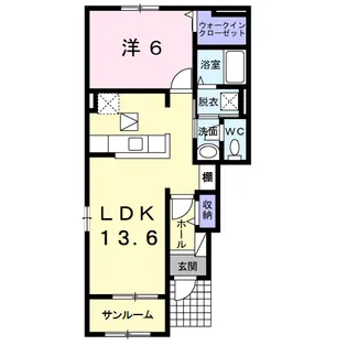 旭市鎌数 2019年築 1LDK【1階】の間取り
