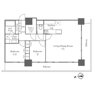リエトコートアルクスタワー【10階】の間取り