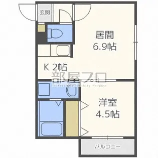 北海道札幌市西区二十四軒一条6【マンション】の間取り