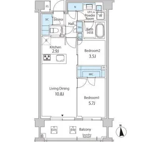 グリーンレジデンス赤坂【4階】の間取り