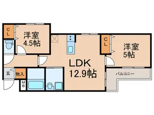 仮)プレサンスクレージュ喜里川町 South【1階】の間取り