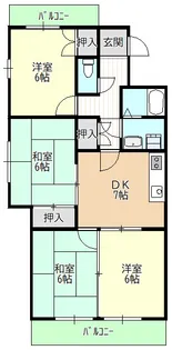 レジオン香流【3階】の間取り
