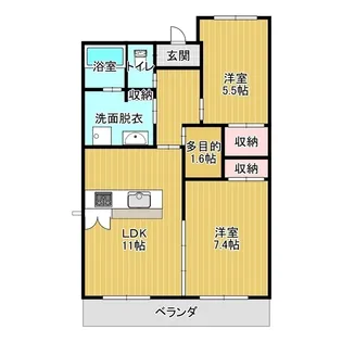 エルムーン駒橋【1階】の間取り