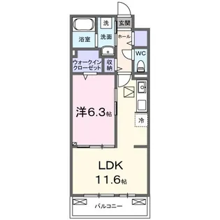 ヤングウッズ港町【1階】の間取り