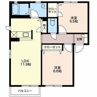 ディアス田中【2階】の間取り