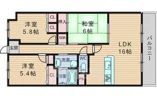 グレイスコート千里山【6階】の間取り