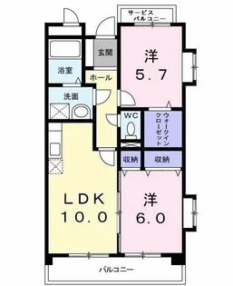 サンライズ中和田【3階】の間取り