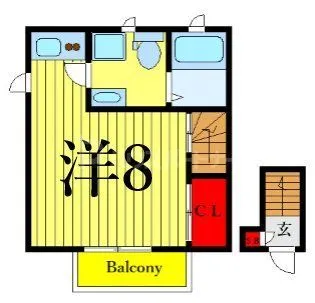 タウンカテッジ鹿骨【2階】の間取り