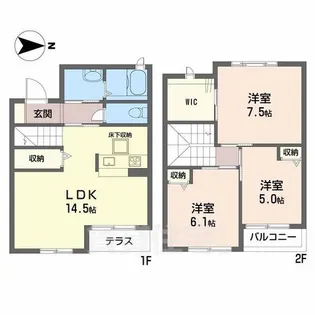 グレイスコート香芝C【1階】の間取り
