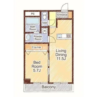 スリーゼ中島東リバープレイス【7階】の間取り