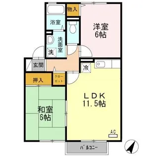 サンスカイ三城 B棟【1階】の間取り