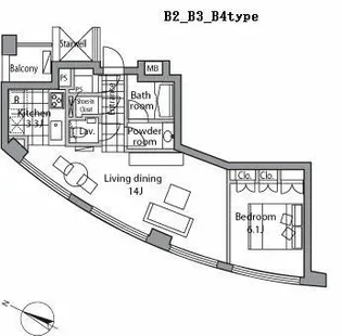 レジディアタワー乃木坂【16階】の間取り