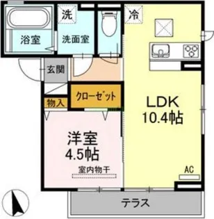 DーROOMプレミオ木町【1階】の間取り