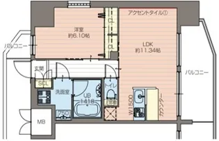 プレジオ都島ASIAN【13階】の間取り