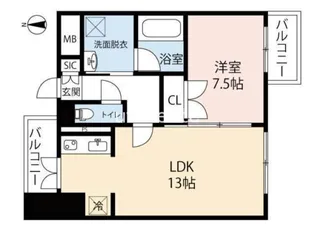 サムティ難波グレイス(旧:クレール元町)【8階】の間取り