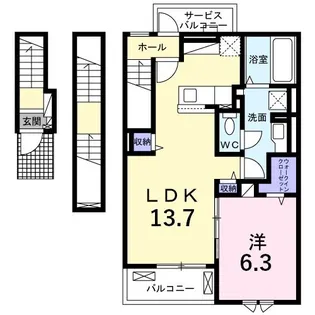 ベルフラワ-博多【3階】の間取り