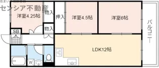 すみれ橋第一コーポ二号棟【11階】の間取り