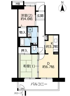 URアルビス鶴瀬【1階】の間取り