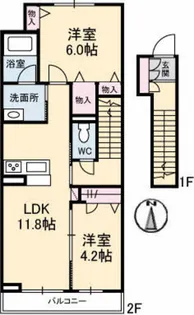 アリスティオ・ガーデンY C【2階】の間取り
