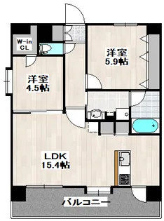 グランフィーネ新町【5階】の間取り