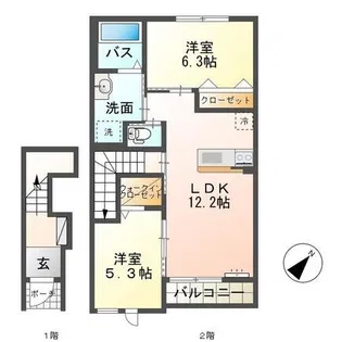 ヴェール・アバンティ南安長【2階】の間取り