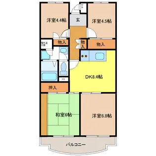 グリーンコーポ2号棟【1階】の間取り