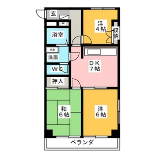 サンハイツ富士見【4階】の間取り