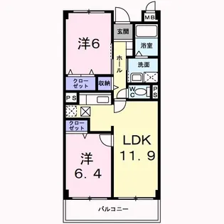 茨城県水戸市元吉田町【マンション】の間取り