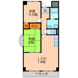 2LDKの間取り画像