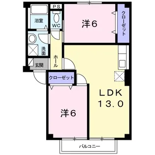 コーポあさぎりA【1階】の間取り