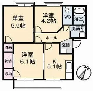 オーキッド倉敷II B棟【1階】の間取り