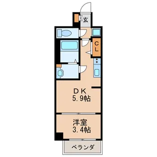 プレサンス ジェネ 新栄町駅前 葵【13階】の間取り